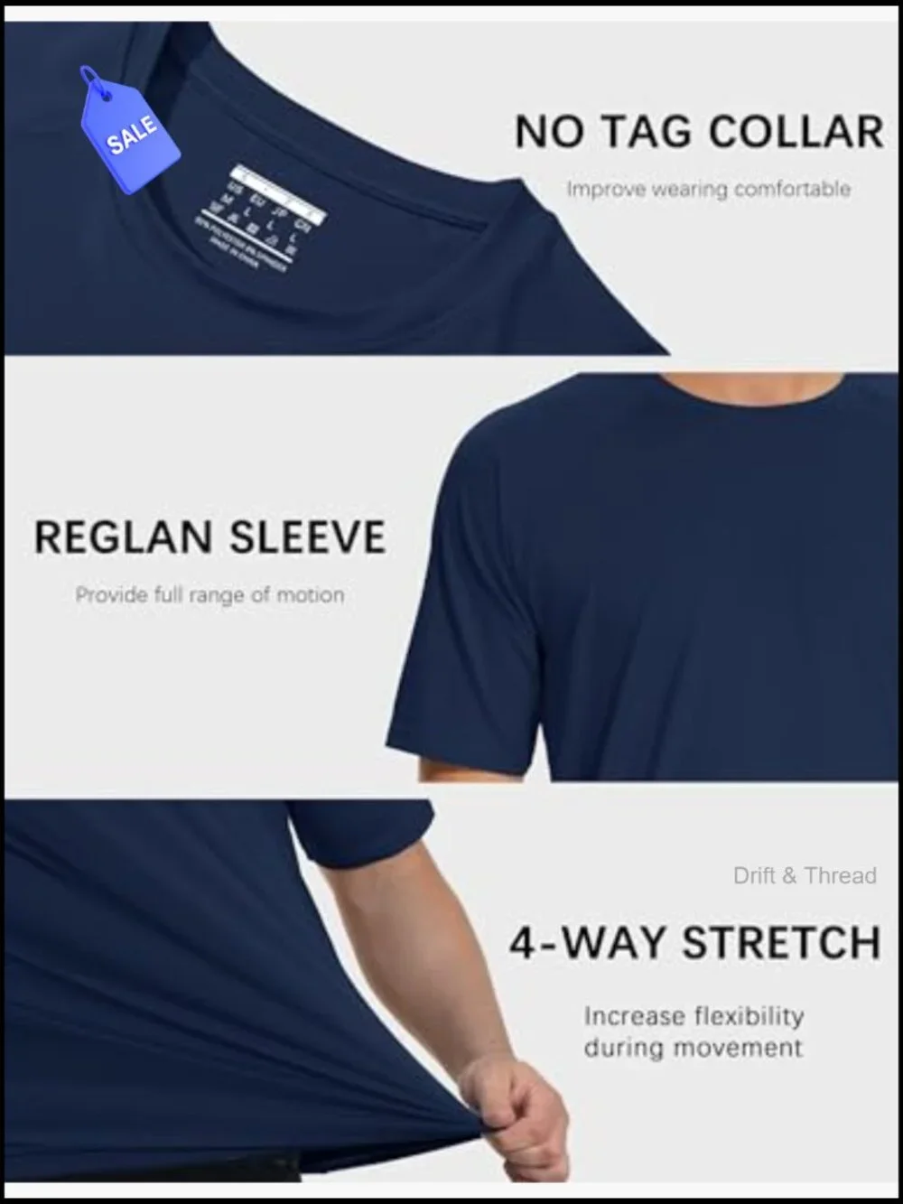 UPF 50+ Sun Protection Quick Dry Athletic T-Shirt for Hiking Running Swim